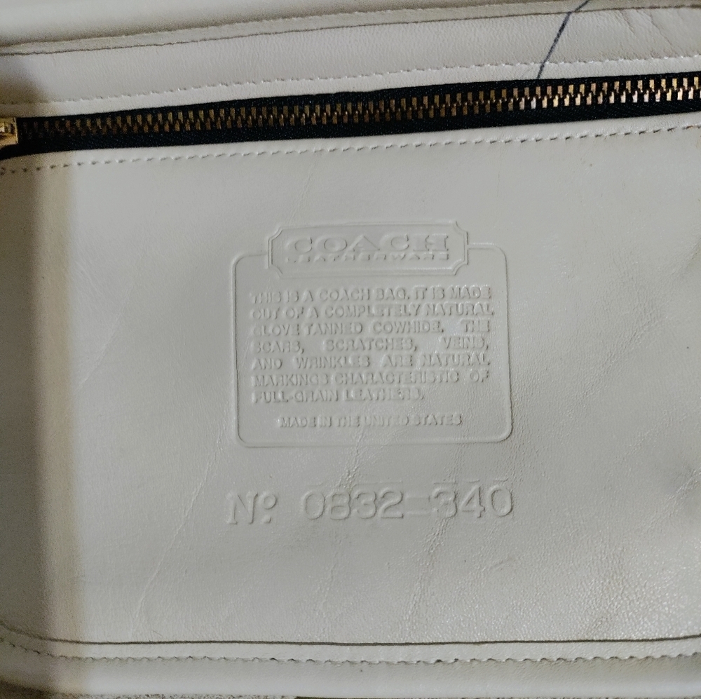 Vintage Coach Quincy Crossbody Bag Cream Leather Toggle Purse - Picture 14 of 16